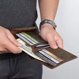 Crazy Horse Leather Men Hasp Wallets Retro Minimalist Purse Male Money Bag