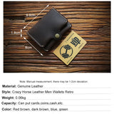 Crazy Horse Leather Men Wallets Retro Small Purse Cow Leather