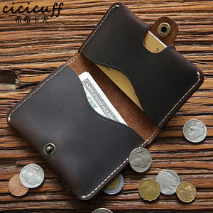 Crazy Horse Leather Men Wallets Retro Small Purse Cow Leather