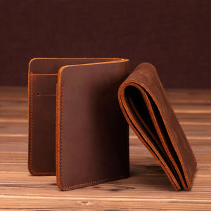 Crazy Horse Leather Men Wallets Top Cow Leather Minimalist Wallet