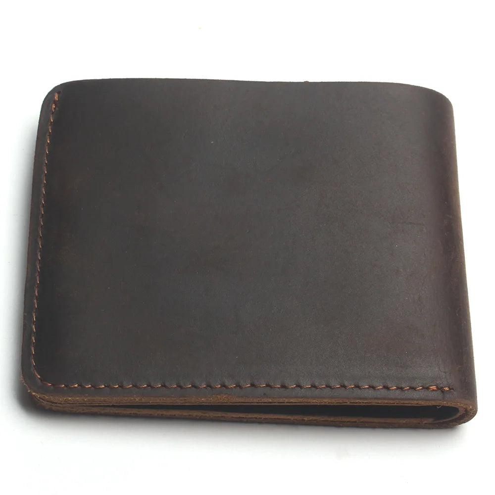 Crazy Horse Leather Men Wallets Vintage Top Thin Cowboy Wallet