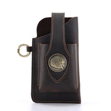Crazy Horse Leather Men's Phone Waist Bag Outdoor Sports Retro Tactical Bag