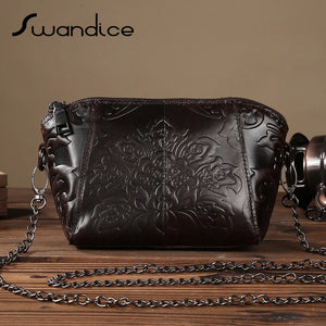 Vintage Embossed Flower Mini Crossbody Messenger Bag