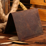 Crazy Horse Leather Wallet Men Retro Thin Italian Purse