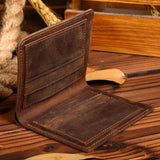 Crazy Horse Leather Wallet Men Retro Thin Italian Purse