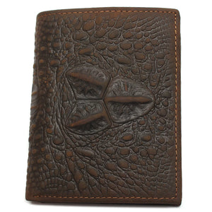 Stylish Crazy Horse Leather Wallet for Men Crocodile Style