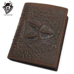 Stylish Crazy Horse Leather Wallet for Men Crocodile Style