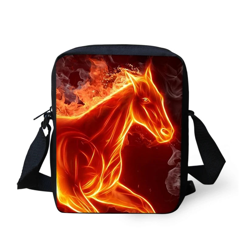 Crazy Horse Animal Fire Messenger Bag Women Casual Mini Cross Body Shoulder