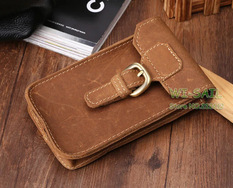Crazy Horse Leather Waist Pack for Mobile Phone TW1615