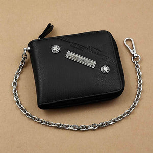 Hunter Punk Biker Men's Leather Wallet with Chain