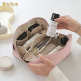 Cream Leather Makeup Bag Ladies Women Pillow Bags PU Cosmetic Large Travel B