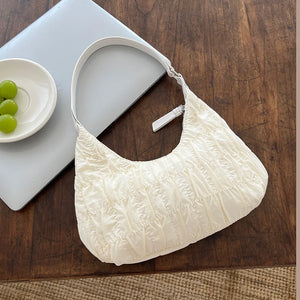 Cream Fairy Pleated Underarm Bag Women's Sweet Hobos Shoulder Bags