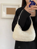 Cream Fairy Pleated Underarm Bag Women's Sweet Hobos Shoulder Bags