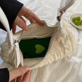 Cream Fairy Pleated Underarm Bag Women's Sweet Hobos Shoulder Bags