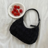 Cream Fairy Pleated Underarm Bag Women's Sweet Hobos Shoulder Bags