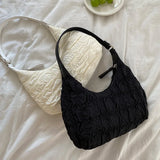 Cream Fairy Pleated Underarm Bag Women's Sweet Hobos Shoulder Bags