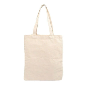 Creamy Plain Shoulder Tote High Capacity Cotton Canvas Bag