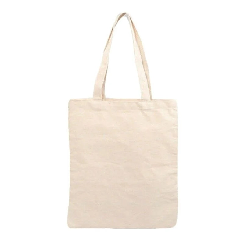 Creamy Plain Shoulder Tote High Capacity Cotton Canvas Bag