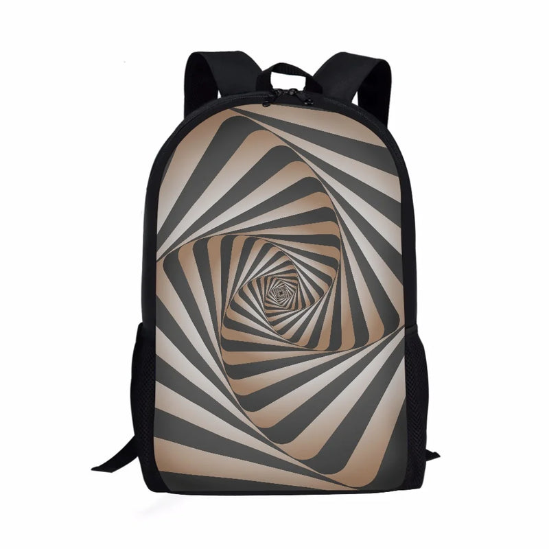 3D Line Pattern Printing School Backpack for Kids