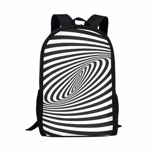 3D Line Pattern Printing School Backpack for Kids