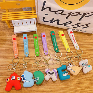 ABC Lore Keychains Kids Toys English Letters Animal Pendant Bag Accessories