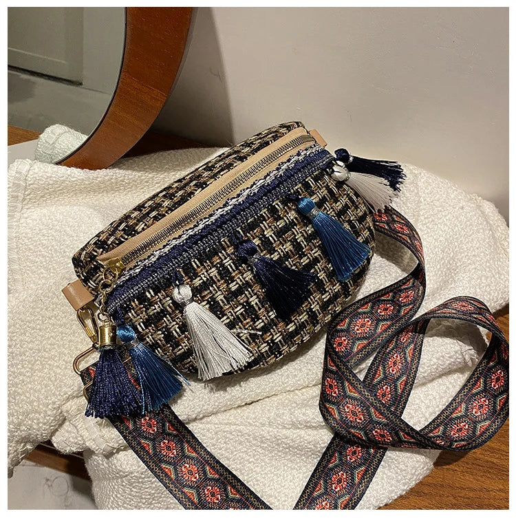 Boho Style Waist Bag with Adjustable Strap Fringe Fanny Pack