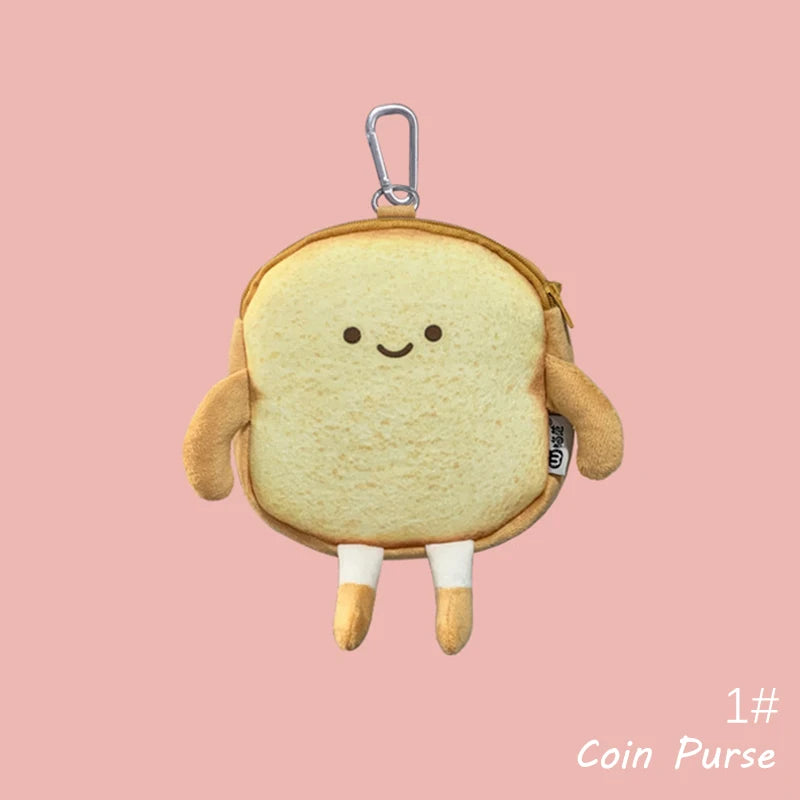 Bread Toast Women Cartoon Plush Shoulder Bag Crossbody Small Phone&Purse Bag