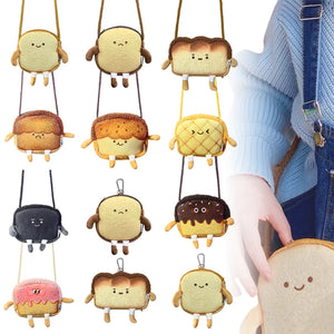 Bread Toast Women Cartoon Plush Shoulder Bag Crossbody Small Phone&Purse Bag