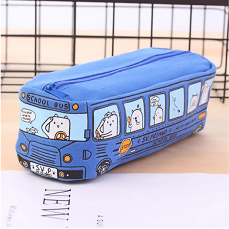 Animal Bus Pencil Case Canvas Stationery Box Student Stationery