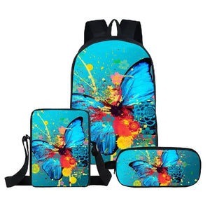 Creative Butterfly School Backpack with Pencil Bag