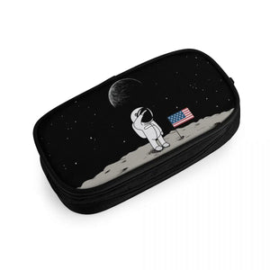 Cartoon Astronaut Print Pen Pencil Case Cover Bag for Students