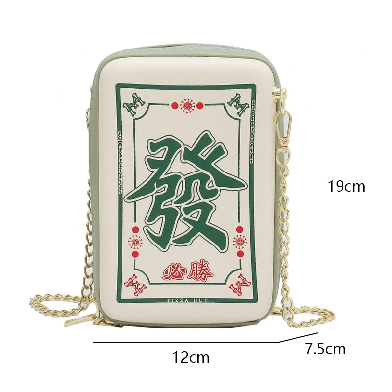 Chinese Mahjong Crossbody Bag Chain Shoulder Messenger Bag