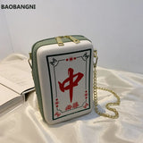 Chinese Mahjong Crossbody Bag Women Chain Shoulder Messenger Bag