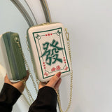 Chinese Mahjong Crossbody Bag Chain Shoulder Messenger Bag
