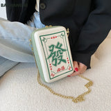 Chinese Mahjong Crossbody Bag Women Chain Shoulder Messenger Bag