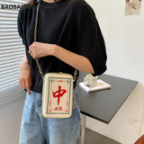 Chinese Mahjong Crossbody Bag Women Chain Shoulder Messenger Bag