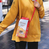 Banana Milk Box Leather Shoulder Crossbody Bag for Lady Girls