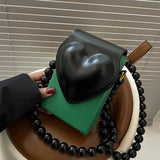 Bead Chain Women's Messenger Bag Small Square Bag