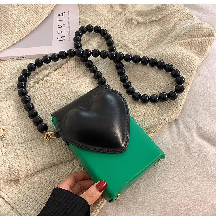 Bead Chain Women's Messenger Bag Small Square Bag