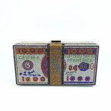 Rhinestone Cash Clutch 10000 Dollars Stack Evening Handbag