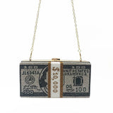 Rhinestone Money Clutch Bag for Wedding Dinner