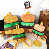 Funny Hamburger Canvas Drawstring Backpack for Students