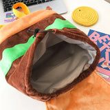 Funny Hamburger Canvas Drawstring Backpack for Students