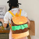 Funny Hamburger Canvas Drawstring Backpack for Students