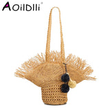 Straw Shoulder Bag Tassel Crossbody Beach Tote Purse