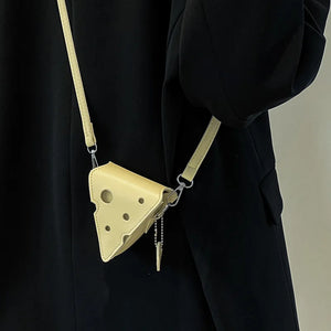 Creative Hole Cheese Shape Crossbody Bag for Women Mini Shoulder Bag