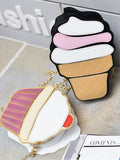 Cute Ice Cream Shoulder Bag with Zipper for Women 3D Chain Crossbody Cartoon PU
