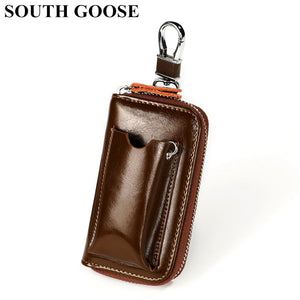 Cowhide Key Wallet Men's Holder Organizer Bag Women Smart Housekeeper Pouch