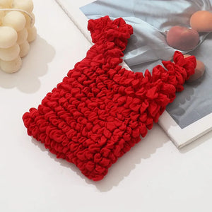 Pleated Stretch Shopping Bag Large Capacity Bubble Elastic Paddy Bag