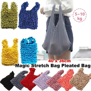 Pleated Stretch Shopping Bag Large Capacity Bubble Elastic Paddy Bag